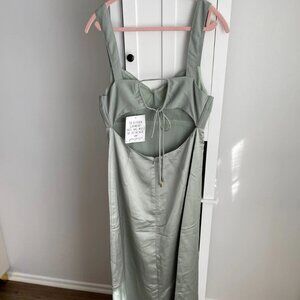 Free People Maxi Dress with Tie Up Back in Muted Forest Green (Size 12)
